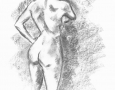 Nude female standing - back view